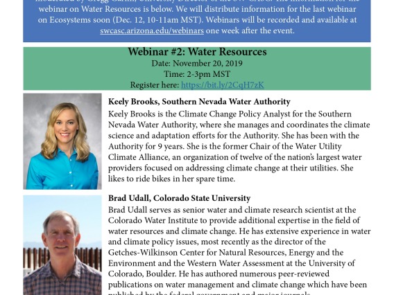 Flyer for the 4th National Climate Assessment Webinar on Water Resources.