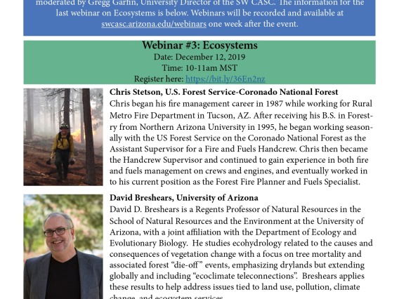 Flyer for 4th National Climate Assessment Webinar Series - Webinar #3: Ecosystems