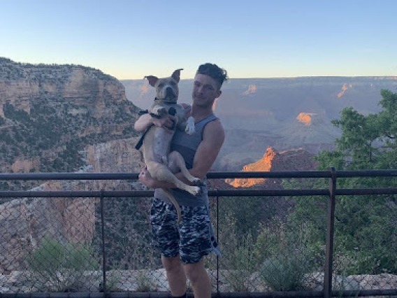 Bryson Mineart pictured with his dog