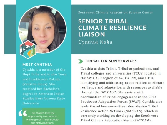 Cynthia Naha -SENIOR TRIBAL CLIMATE RESILIENCE LIAISON Flyer