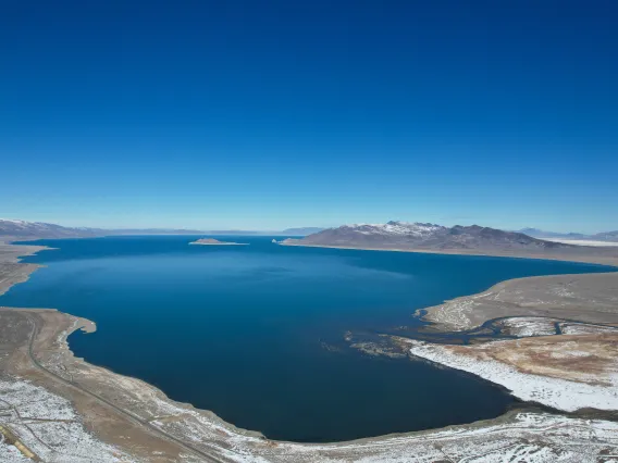Ariel image of Pyramid Lake