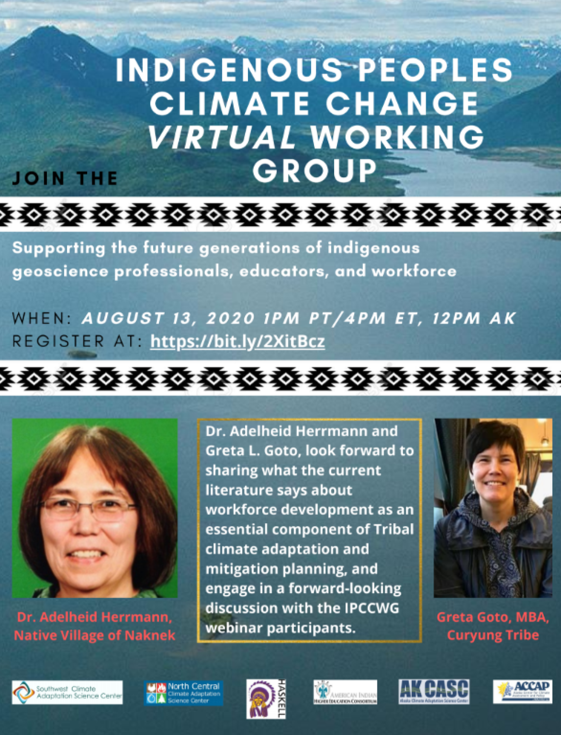 Flyer for Indigenous Peoples Climate Change Virtual Working Group.