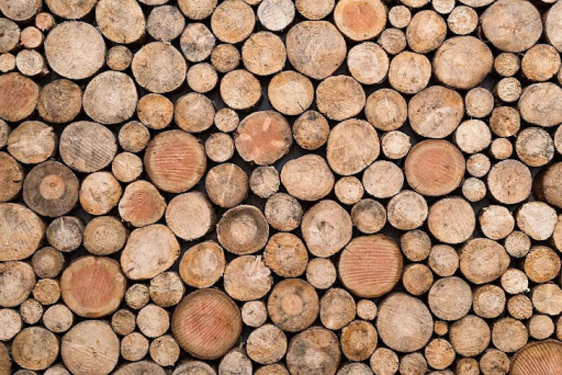 Many log ends pictured stacked, filling the entire frame